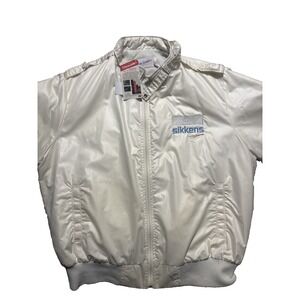 Vintage 1980s Akzo‎ Sikkens 3M Bomber Jacket NWT • white satin • Rare work wear